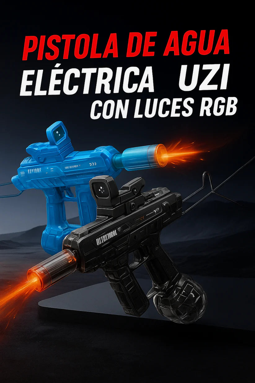 Pistola de Agua Recargable Uzi RGB Eléctrica 2026