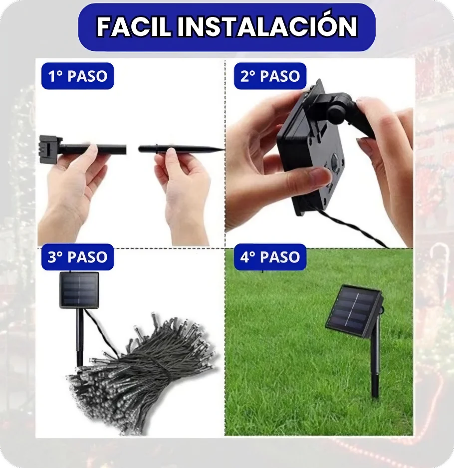 Luces LED Navideñas con Panel Solar (30 METROS)