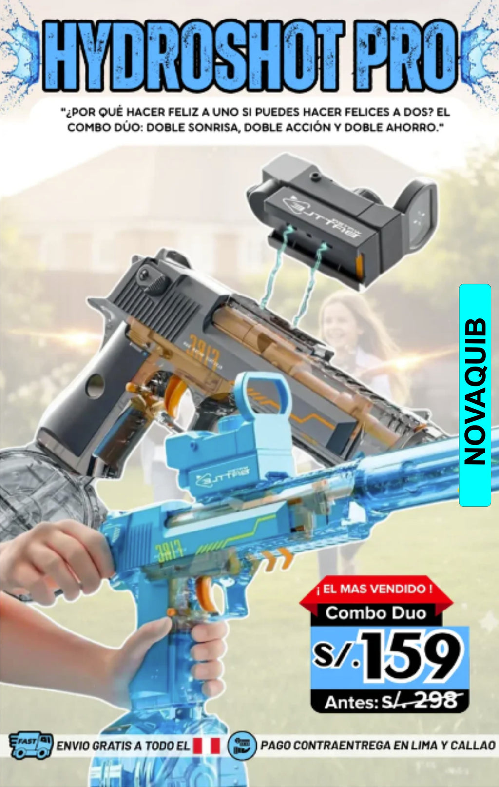 Pistola de Agua Recargable Uzi RGB Eléctrica 2026